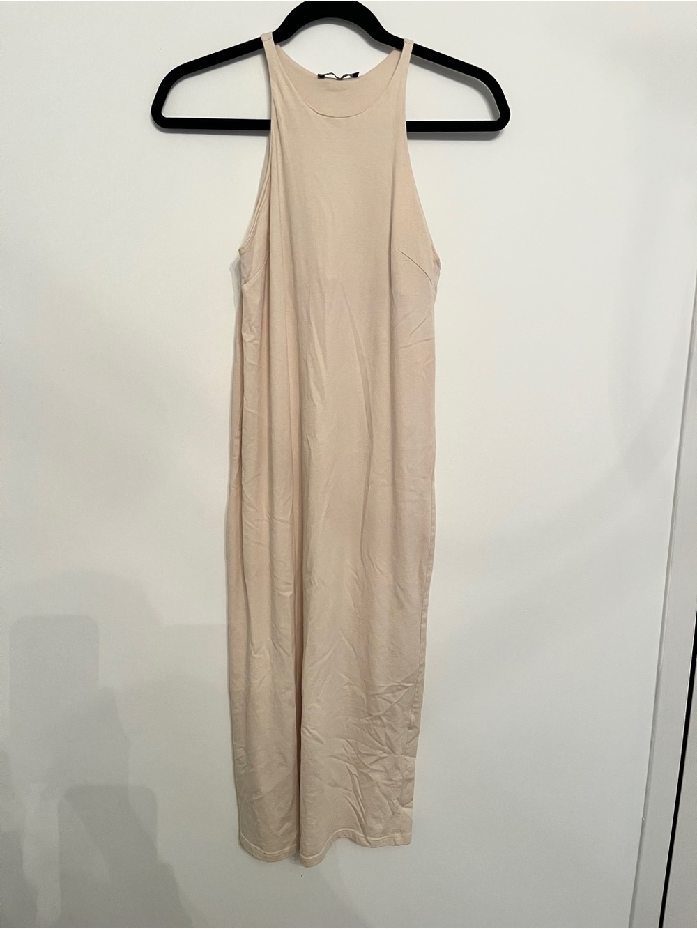 Sleeveless High-Neck Maxi Dress in Light Beige